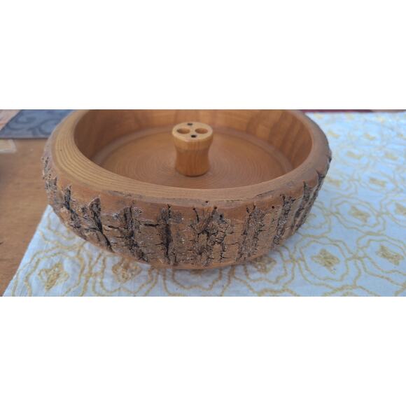 Tree Bark Nut Bowl- Farmhouse- Ranch Decor- Cabin- Walnuts, Peanuts, etc. Nice! - Picture 2 of 6
